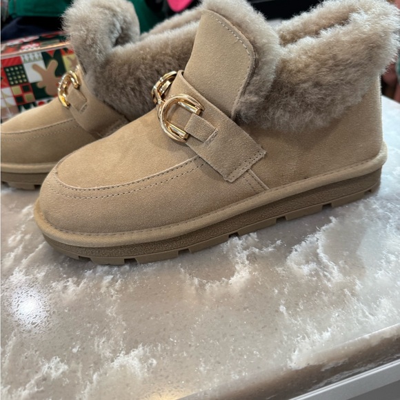 Women's Tan Fur-Lined Ankle Booties - Picture 3 of 9